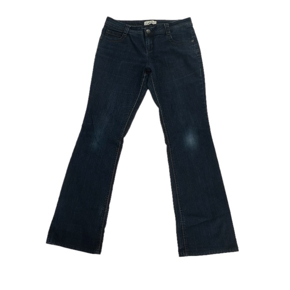l.e.i. Ashley Trouble Mid Rise Distressed Flare Jeans Size 11 Women’s - Picture 1 of 5